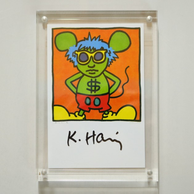 Keith Haring "Andy Mouse I, Homage to Warhol" firmata a mano