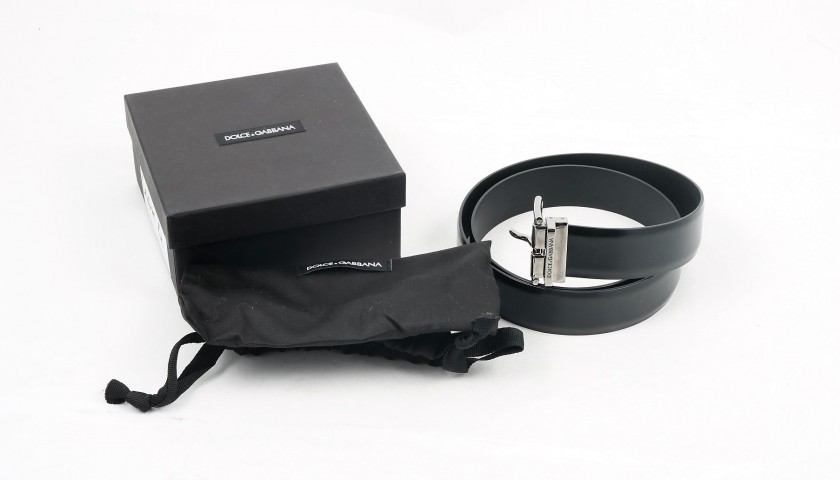 Tiziano Ferro's Black Belt with Box and Bag