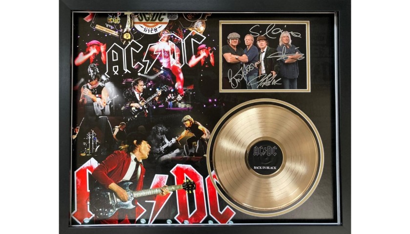 AC/DC Signed and Framed Photo And Gold Disc Display