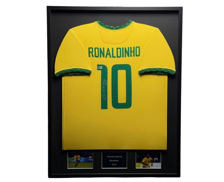 Ronaldinho's Brazil Signed And Framed Home Shirt