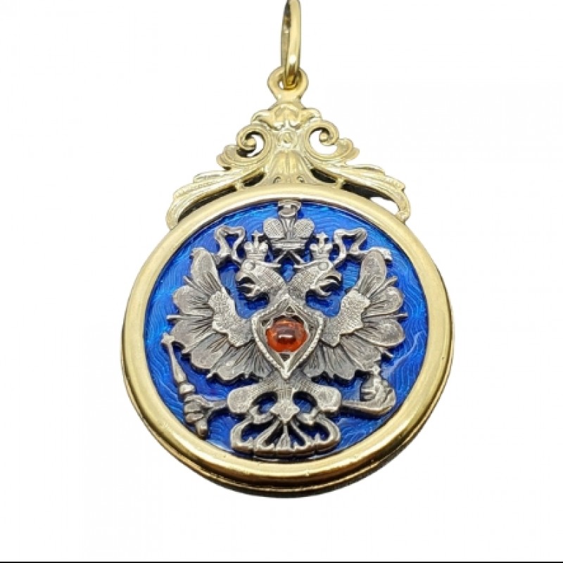 Fabergé - Antique Imperial Russian Enamel Pendant with Garnet Stone