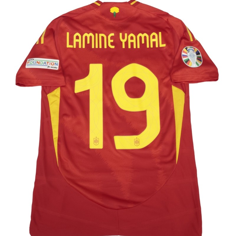 Lamine Yamal's Match-Issued Shirt, Spain vs England EURO 2024 Final