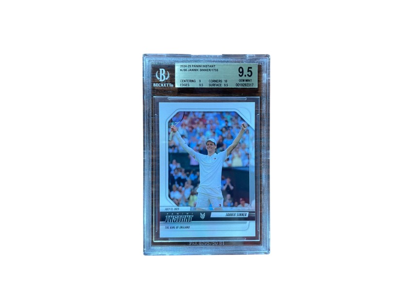 Jannik Sinner Panini Instant 2024/25 (#JS6) – Graded Beckett 9.5 GEM MINT – Wimbledon Champion