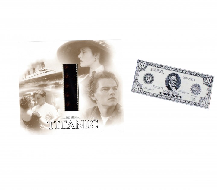 Maxi Card with Original Frames of Film from Titanic and Prop Banknote