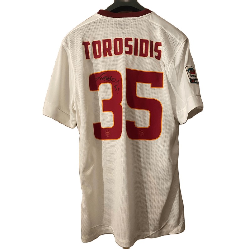 Torosidis' Match-Issued Signed Shirt, Genoa vs Roma 2014 - Telethon Sponsor