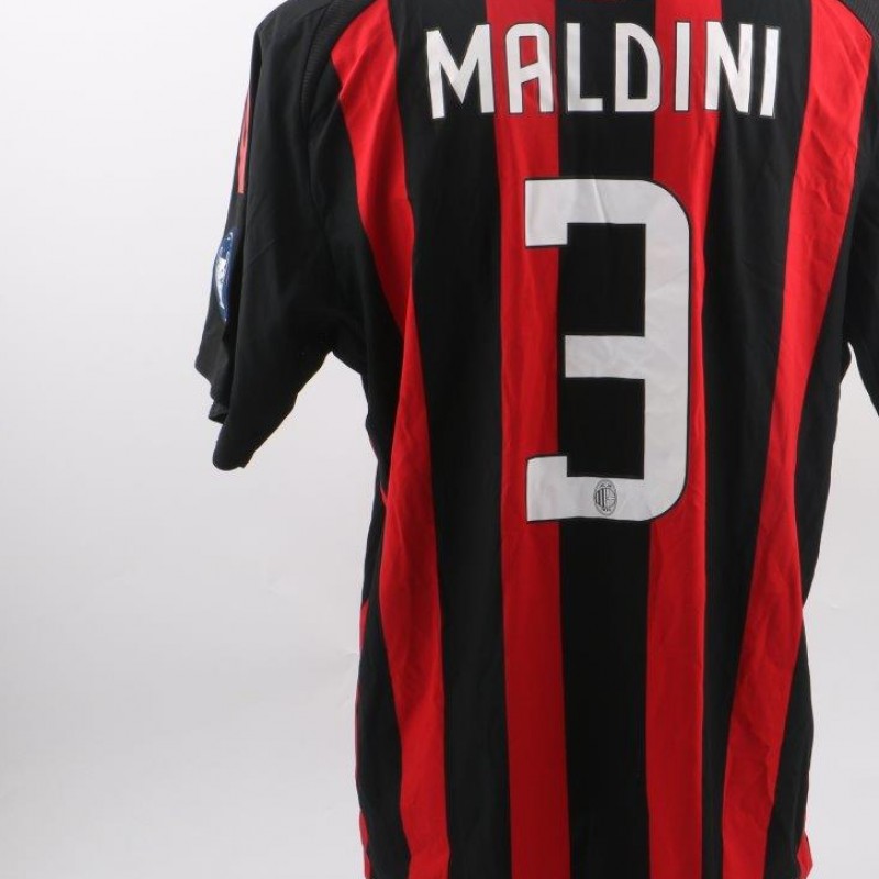 Maldini Milan match issued/worn shirt Serie A 2008/2009