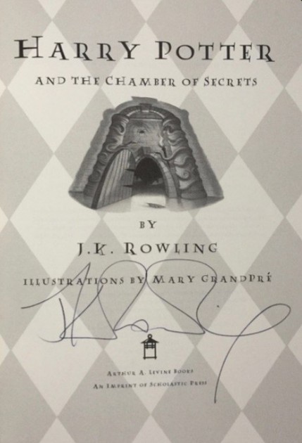JK Rowling Signed Harry Potter and the Chamber of Secrets Book