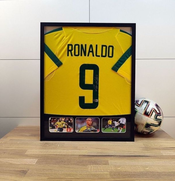 Maglia del Brasile di Ronaldo firmata e incorniciata