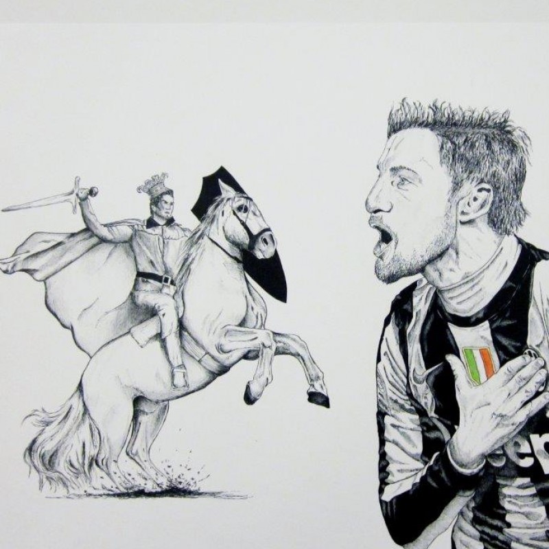 Marchisio hand painted portrait, signed by the player - #JuveX3