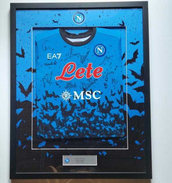 SSC Napoli Squad Signed and Framed Shirt - Halloween Limited Edition