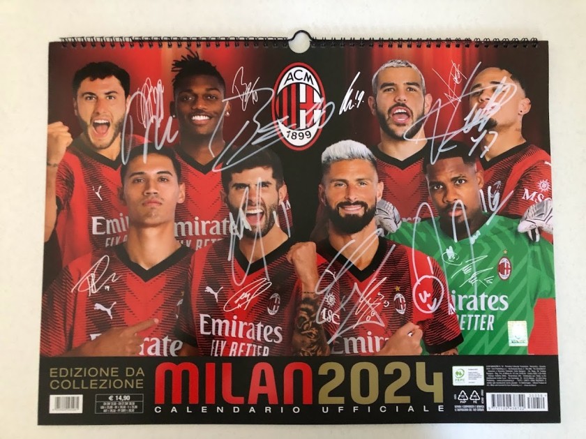 Calendario ufficiale Milan 2024 Autografato dai giocatori CharityStars