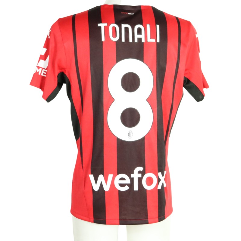 Tonali's Milan Match-Issued Shirt, 2021/22