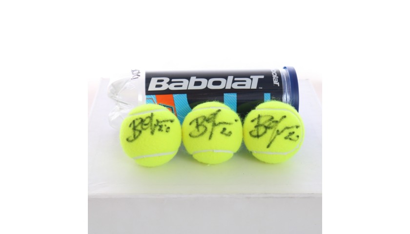 Set of Three Babolat Padel Balls Signed by Bergomi