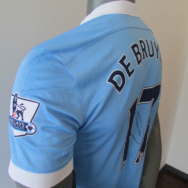 Official Manchester City 2015/2016 Replica shirt, signed by Kevin De Bruyne