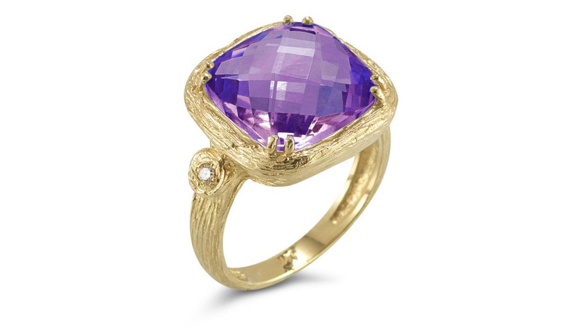 Reiss 14K Purple Amethyst & Diamond Ring