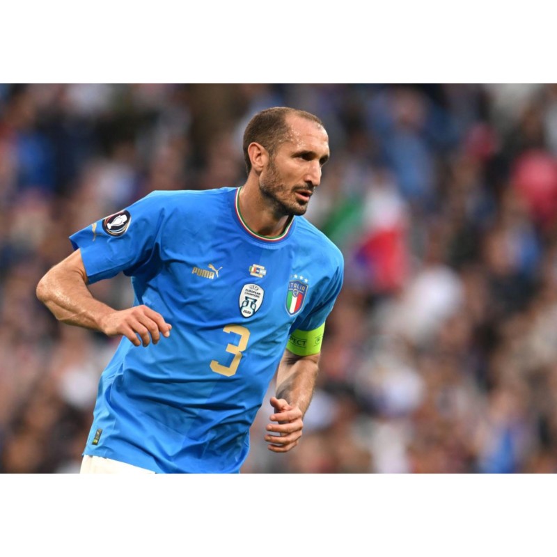 Chiellini prepared shirt Italy vs Argentina - Final 2022 and Chiellini's last match, Autographed