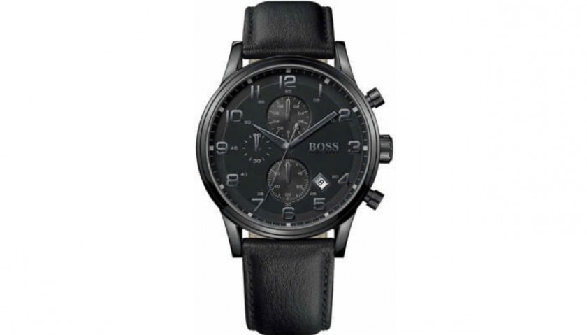 Mens hugo boss aeroliner 2025 chronograph black leather watch