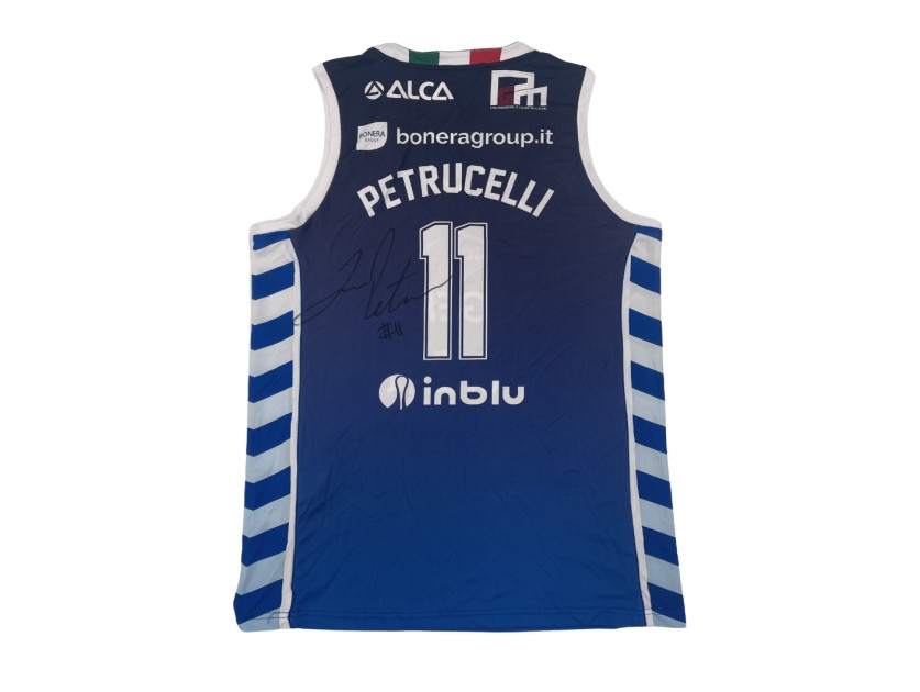 Completo Petrucelli unwashed Germani Brescia vs Generazione Vincente Napoli Basket, Coppa Italia 2024 - Autografato