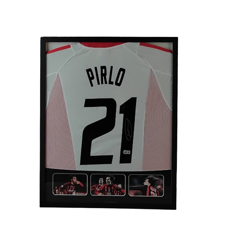 Pirlo's AC Milan Signed Shirt in a Deluxe High-Quality Frame