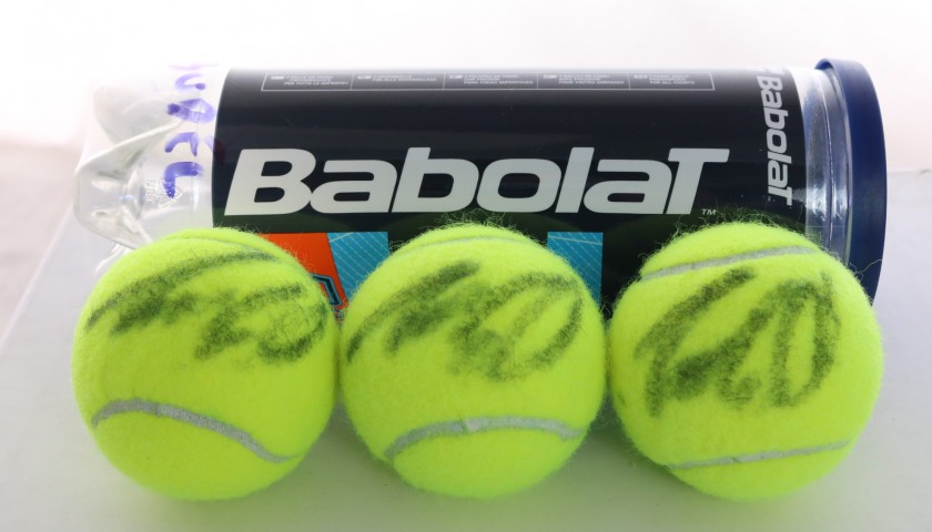 Set of Three Babolat Padel Balls Signed by Budel CharityStars