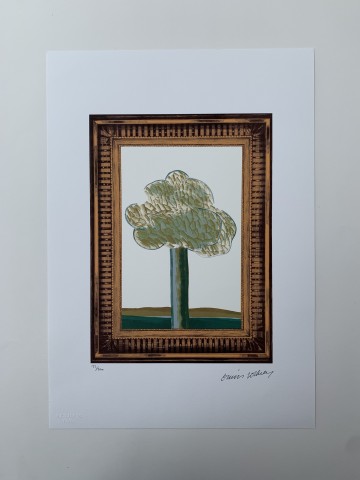 "Picture of a Landscape in an Elaborate Gold Frame from A Hollywood Collection" by David Hockney - Signed