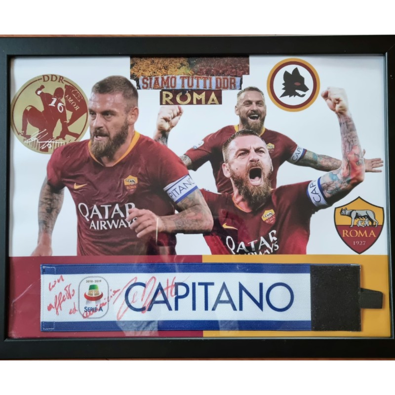 De Rossi's Framed Captain Armband, Serie A 2018/19 - Signed with Dedication