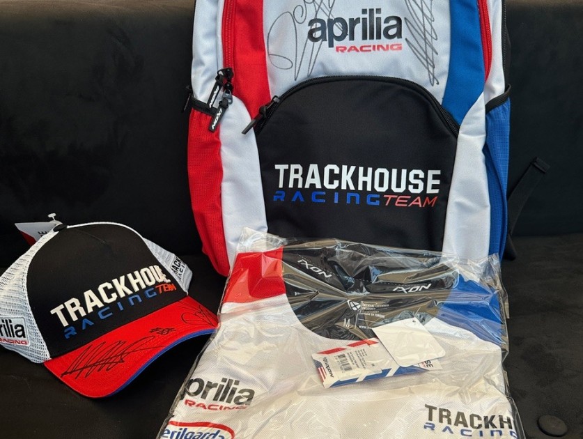 Trackhouse Racing rucksack, t-shirt & cap signed by 2024 MotoGP riders, Miguel Oliveira & Raul Fernandez