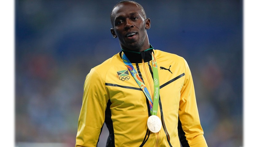 Usain Bolt Signed Replica Medal, Rio 2016 