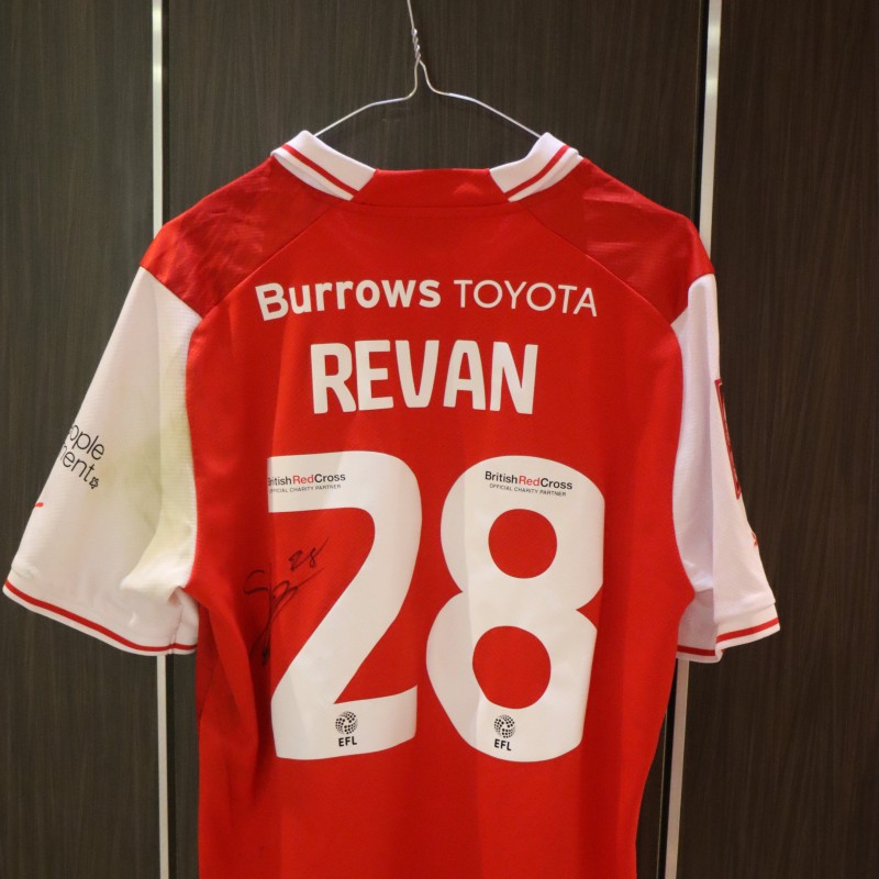 Maglia autografata di Seb Revan del Rotherham United, indossata durante la partita