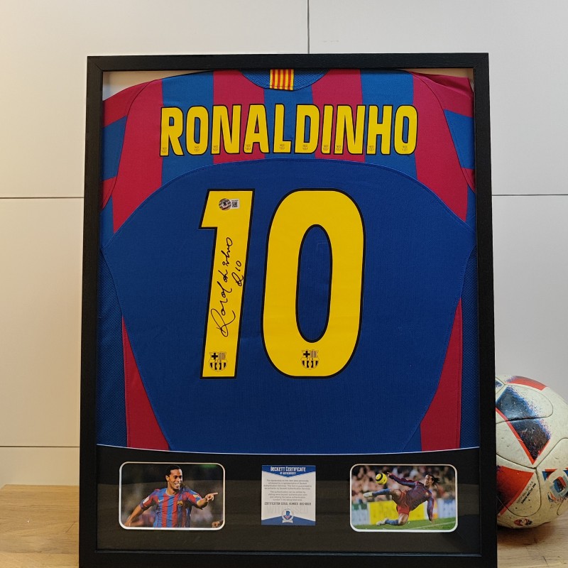 Ronaldinho's FC Barcelona 2004/05 Signed And Framed Shirt