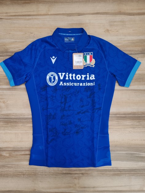 Italian National Rugby Team's Match-Issued Shirt - Signed by the Players