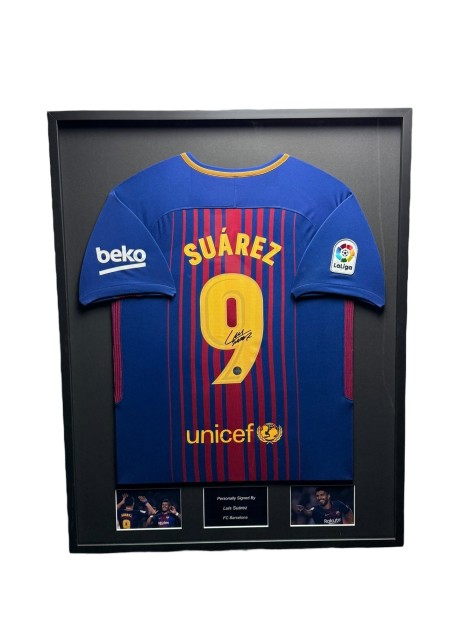 Luis Suarez's Barcelona 2017/18 Signed And Framed Shirt