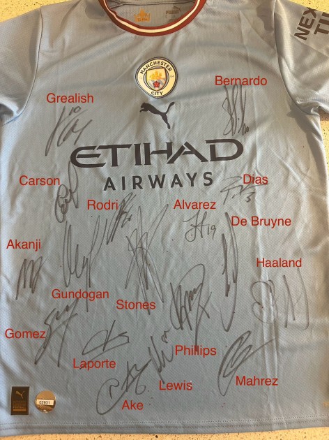 Manchester City 2022/23 Treble Winners Squad Signed Shirt