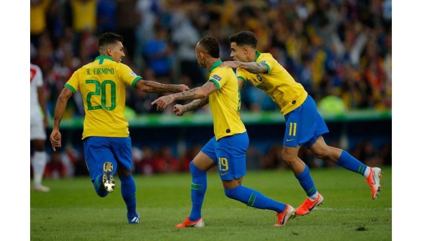 Firmino's Brazil Match Shirt, Final Copa America 2019