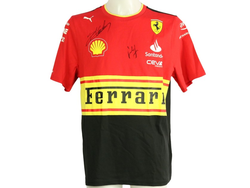 Scuderia Ferrari Official T-Shirt, Monza 2023 - Signed by Carlos Sainz and Charles Leclerc