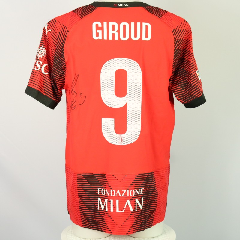 Giroud Official AC Milan Signed Shirt, UCL 2023/24