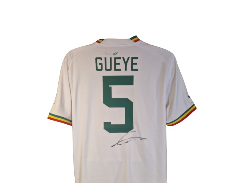 Idrissa Gueye ha firmato la maglia da calcio del Senegal 2022-23 COA