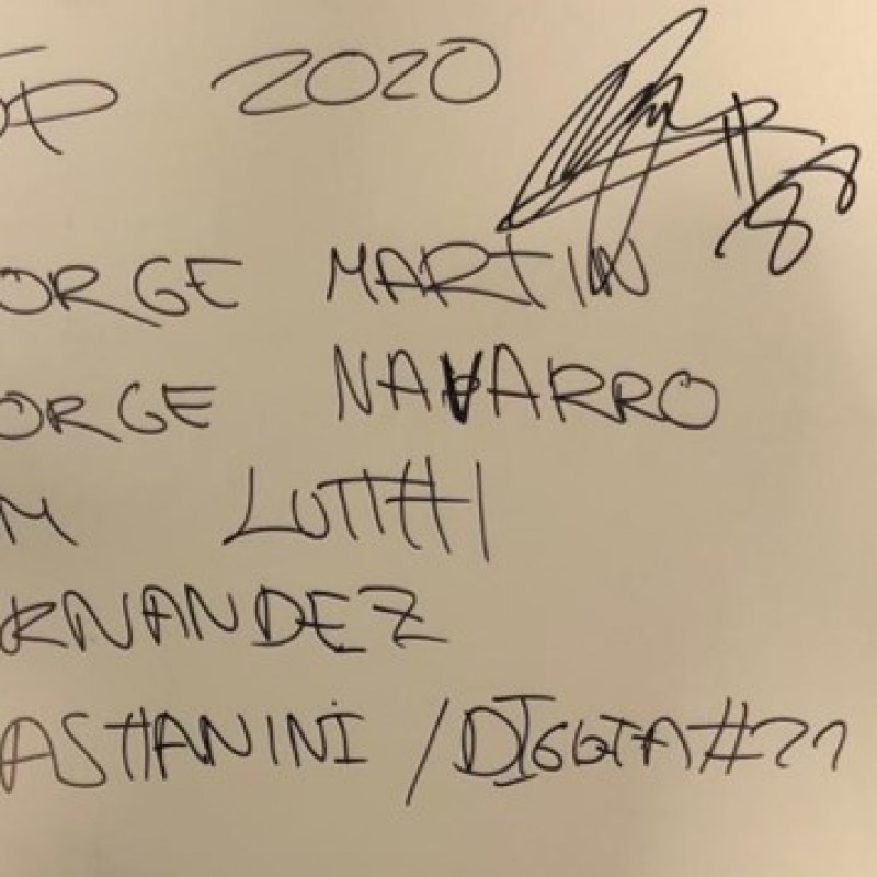 Signed Board of Jorge Martin from the Unforgettable First Race Weekend of 2020 in Qatar