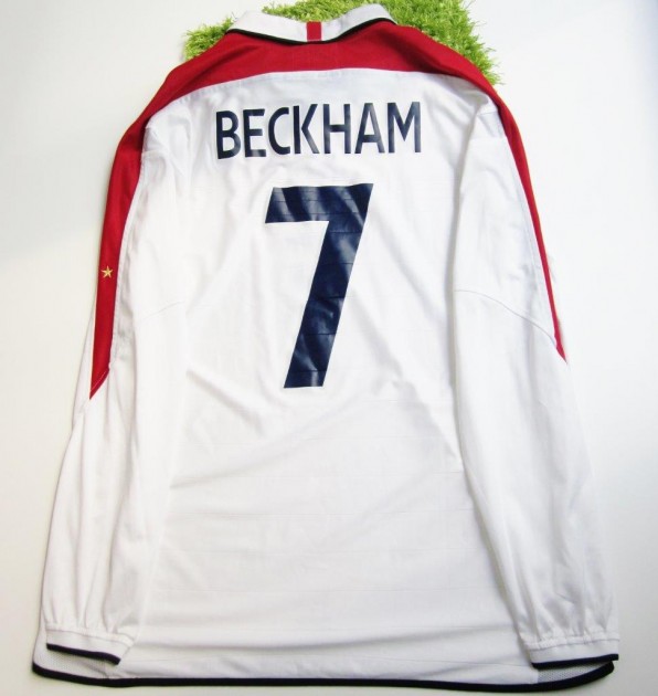 Beckham match issued/worn shirt, England vs. Turkey, EURO 2004 Qualifications