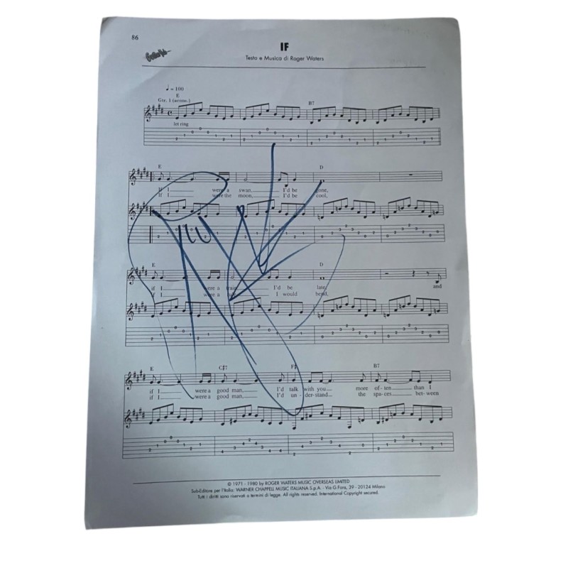 Roger Waters of Pink Floyd Signed Sheet Music