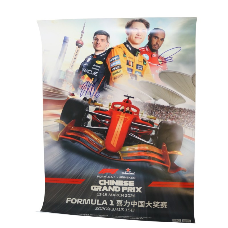 Formula 1 Chinese Grand Prix 2026 Poster - Signed by Lewis Hamilton and Kimi Antonelli