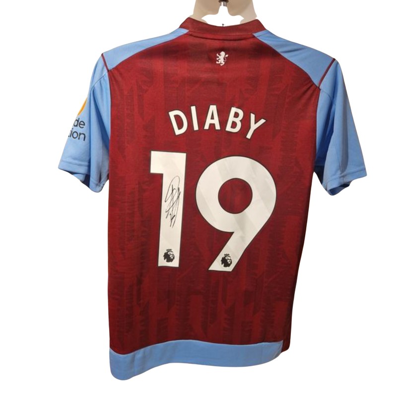 Maglia dell'Aston Villa 2023/24 di Moussa Diaby firmata e incorniciata