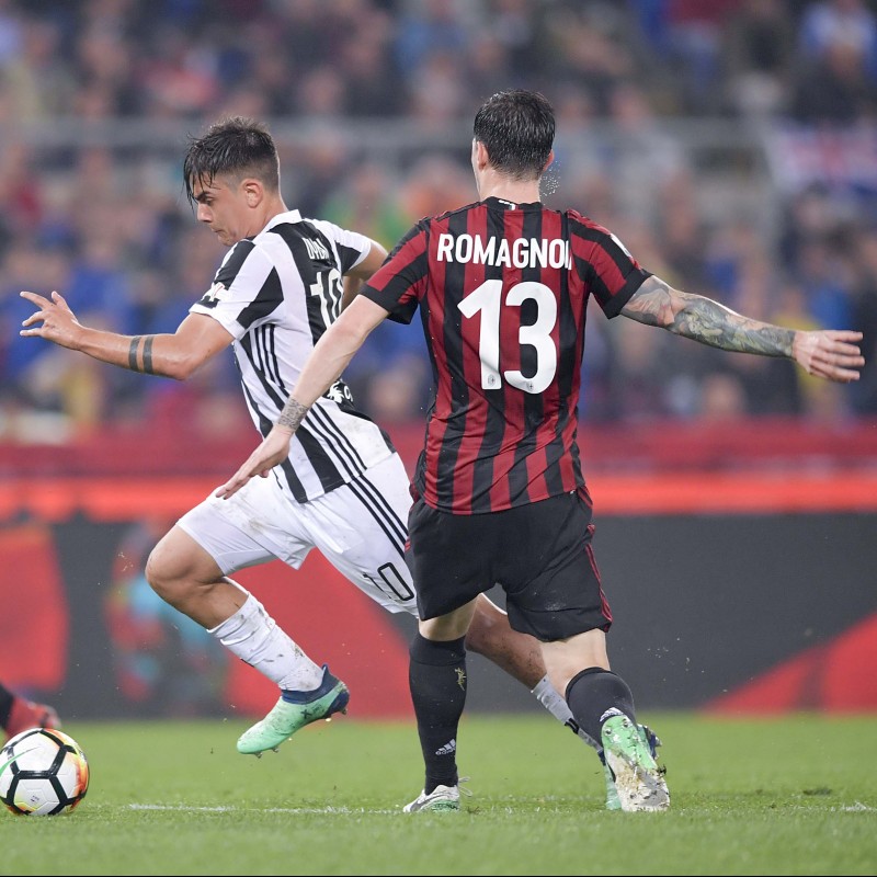 Romagnoli's Match-Issued/Unwashed Juventus-Milan Shirt, 2018 TIM Cup Final