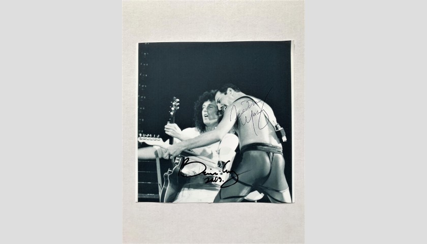 Photograph Signed by Freddie Mercury and Brian May - Wembley 1984