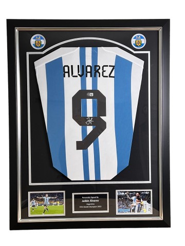 Julian Alvarez's Argentina Signed and Framed Shirt