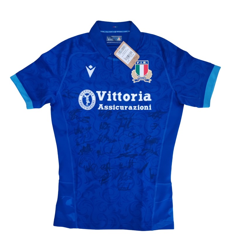 Italian National Rugby Team's Match-Issued Shirt - Signed by the Players