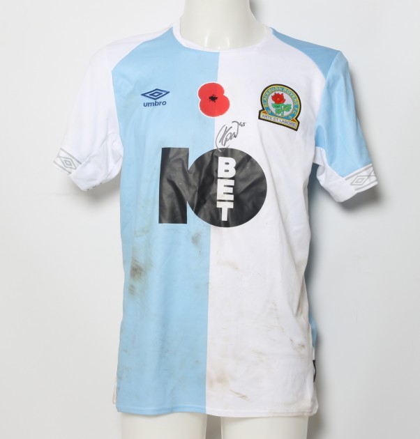 Kasey Palmer's Match-Worn Blackburn Rovers Signed Poppy Home Shirt 