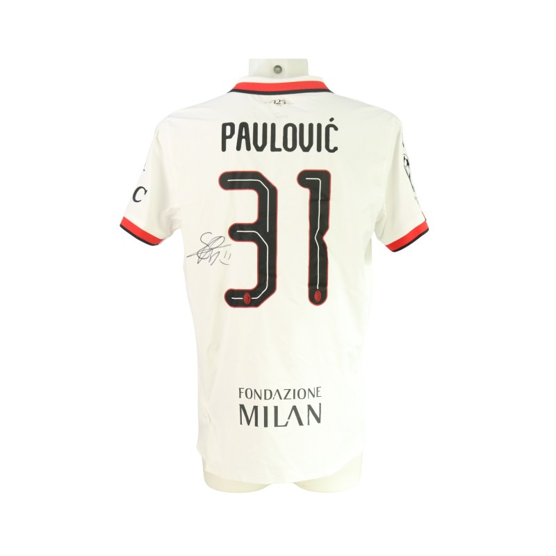 Pavlovic's Official Milan Signed Shirt, UCL 2023/24