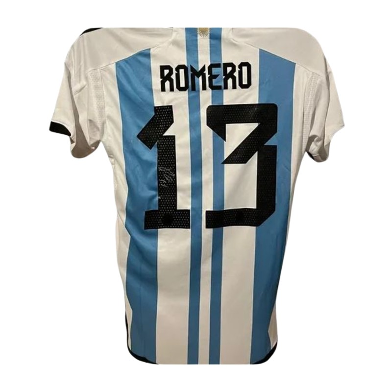 Cristian Romero's Argentina 2022 World Cup Signed and Framed Shirt