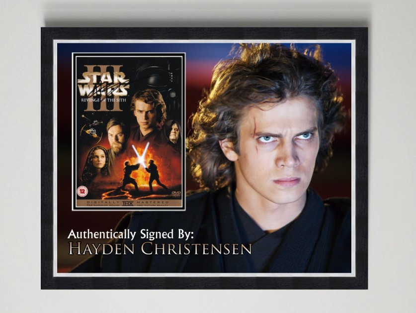 Esposizione firmata di Darth Vader di Star Wars di Hayden Christensen